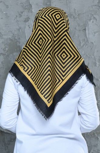 Labyrinth Patterned Cotton Scarf 2218-14 Yellow 2218-14