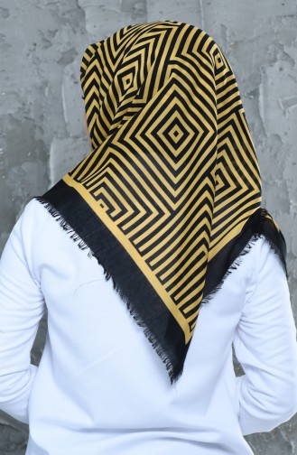 Labyrinth Patterned Cotton Scarf 2218-14 Yellow 2218-14