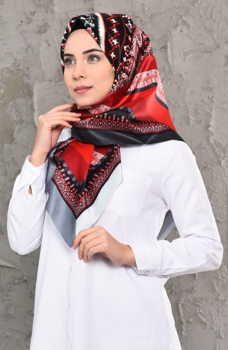 Digital Printed Taffeta Scarf 95261-03 Red 95261-03