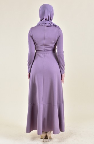 فستان واسع بتصميم حزام للخصر 4064-10 لون ليلكي 4064-10
