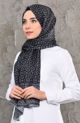 Patterned Cotton Shawl 95264-02 Navy 95264-02