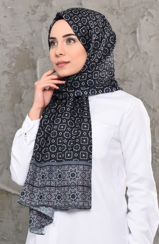 Patterned Cotton Shawl 95264-02 Navy 95264-02