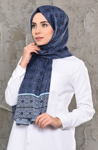 Patterned Cotton Shawl 95264-03 İndigo 95264-03