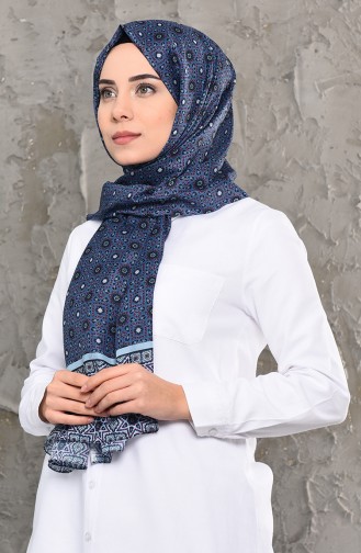 Patterned Cotton Shawl 95264-03 İndigo 95264-03