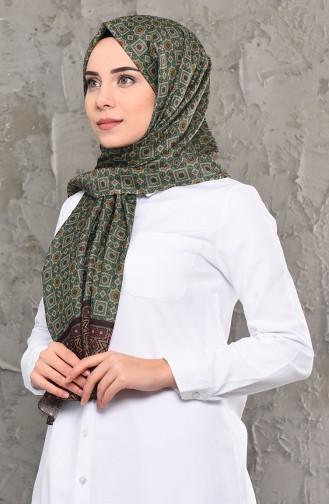 Patterned Cotton Shawl 95264-04 Green 95264-04