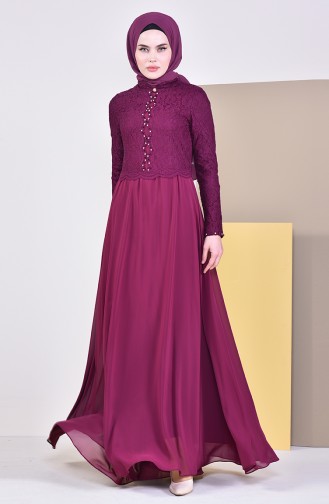 Stone Evening Dress 5078-01 Plum 5078-01