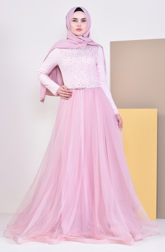 Lace Detailed Evening Dress 5093-07 Candypink 5093-07