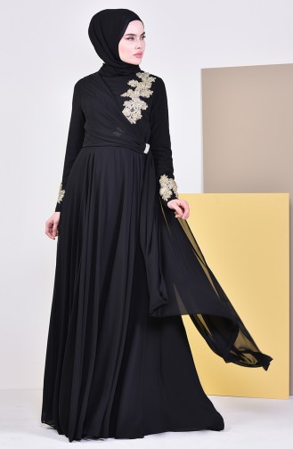 Brooch Evening Dress 6005-02 Black 6005-02