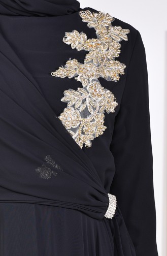 Brooch Evening Dress 6005-02 Black 6005-02