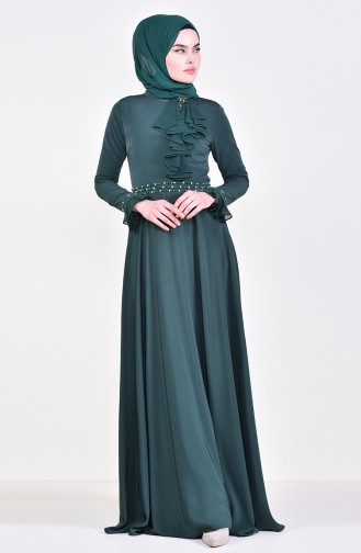 Beading Embroidered Evening Dress 6006-01 Emerald Green 6006-01
