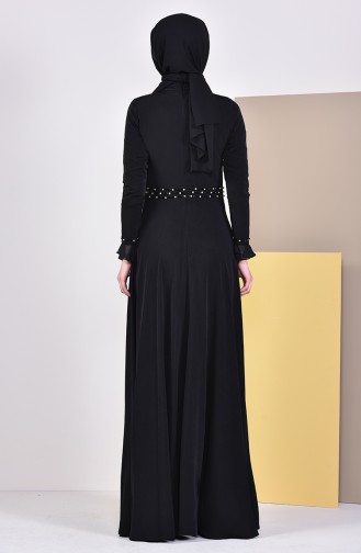 Beading Embroidered Evening Dress 6006-03 Black 6006-03