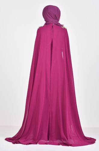 Lace Cape Evening Dress 8240-02 Plum 8240-02