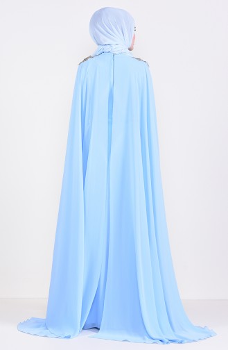 Lace Cape Evening Dress 8240-03 Baby Blue 8240-03