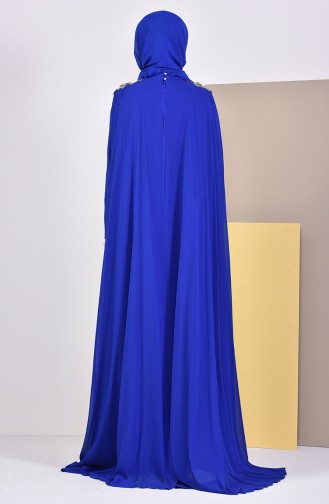 Saxe Hijab Evening Dress 8240-04