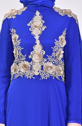 Saxe Hijab Evening Dress 8240-04