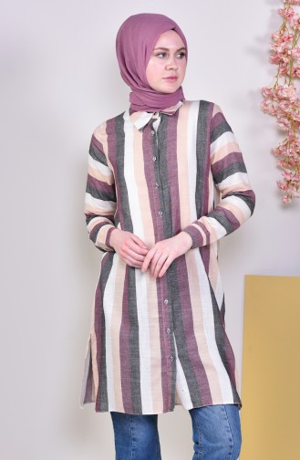 Çizgili Tunik 2481-01 Bordo