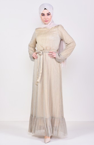 Beige Hijab Dress 81657-03