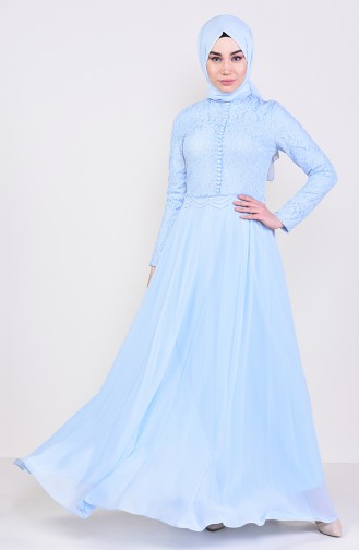 Lace Detailed Evening Dress 5075-01 Baby Blue 5075-01