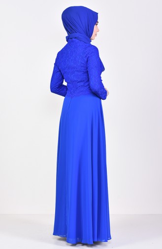Lace Detailed Evening Dress 5075-02 Saks 5075-02