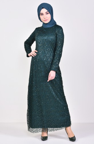 Sequin Evening Dress 4114-07 Emerald Green 4114-07