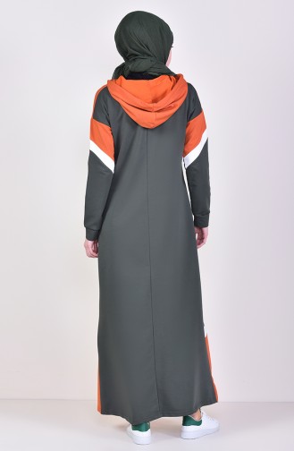 Zippered Sports Dress 9038-01 Khaki Orange 9038-01