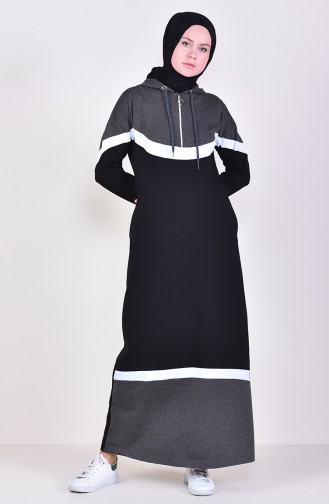 Fermuarlı Spor Elbise 9038-02 Siyah Antrasit 9038-02