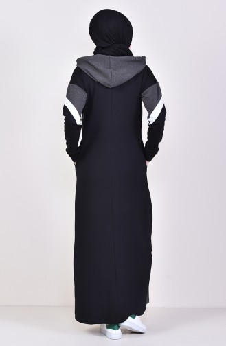 Fermuarlı Spor Elbise 9038-02 Siyah Antrasit