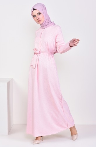 فستان بتصميم مُطبع 6367-01 لون وردي 6367-01
