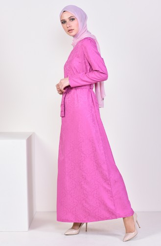 فستان بتصميم مُطبع 6367-02 لون وردي باهت 6367-02