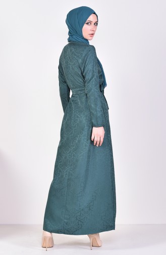 فستان بتصميم مُطبع 6367-06 لون اخضر زمردي 6367-06