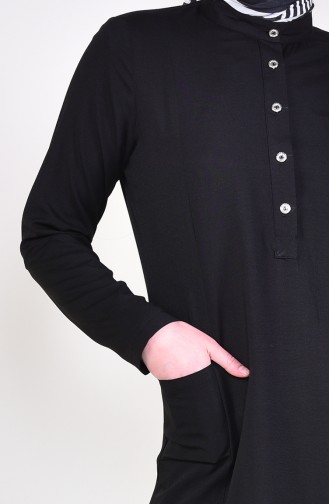 Pocketed Viscose Tunic 10109-01 Black 10109-01