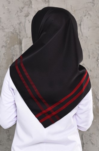 Karaca Rayon Silk Scarf  90577-10 Black Claret Red 90577-10