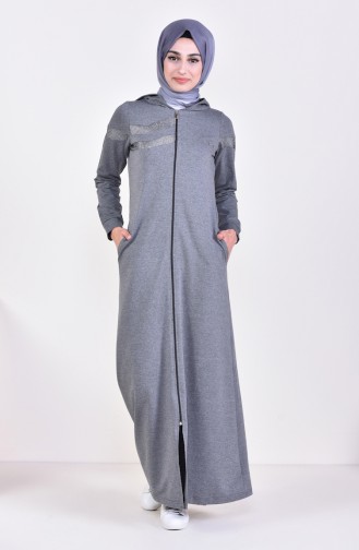 Hooded Sports Abaya 9021-02 Anthracite 9021-02