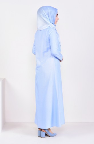 Abaya a Fermeture 1290-06 Bleu Clair 1290-06