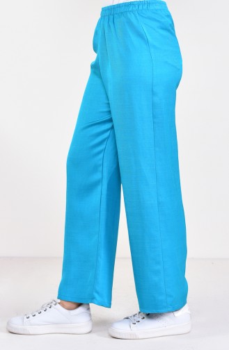 Elastic Waist Wide Leg Pants 2069-03 Turquoise 2069-03