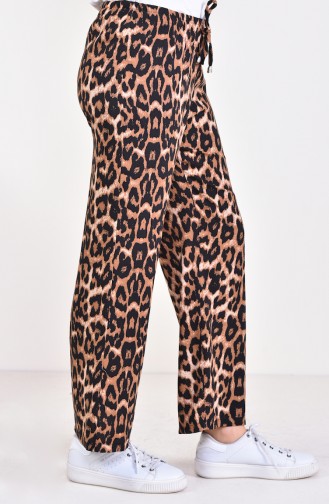 Leopard Patterned Plenty Cuff Trousers 2410-01 Brown 2410-01