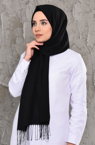 شال قطن بتصميم سادة 901464-13 لون أسود 901464-13