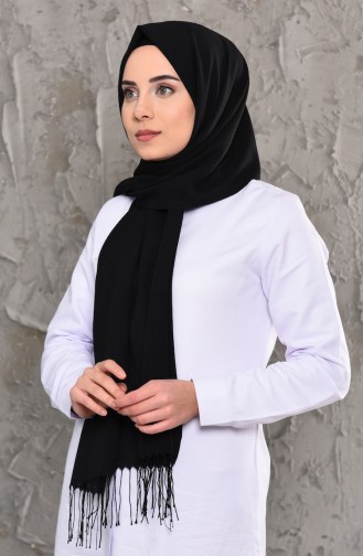 شال قطن بتصميم سادة 901464-13 لون أسود 901464-13