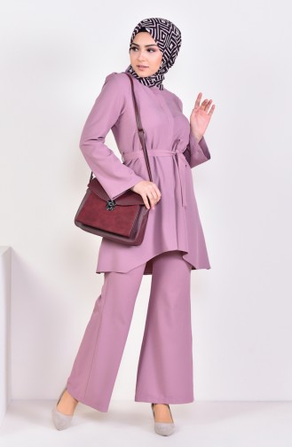 Belted Tunic Pants Double Suit 0143-05 dry Rose 0143-02