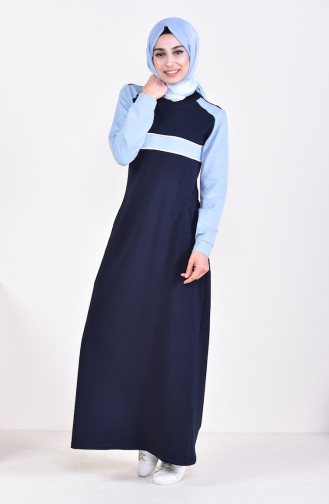 Navy Blue Hijab Dress 8310-01