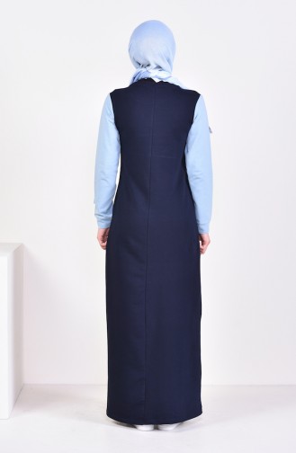Navy Blue Hijab Dress 8310-01