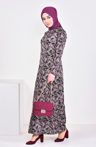 Plum Hijab Dress 8806-02