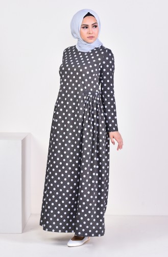 Pleated Polka Dot Dress 1161-02 Anthracite 1161-02