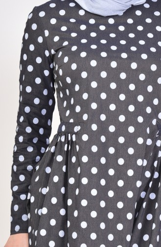 Pleated Polka Dot Dress 1161-02 Anthracite 1161-02