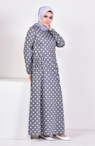 Pleated Polka Dot Dress 1161-05 Gray 1161-05