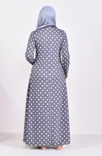 Pleated Polka Dot Dress 1161-05 Gray 1161-05