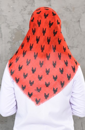 Patterned Flamed Scarf 901466-18 Coral Red 901466-18