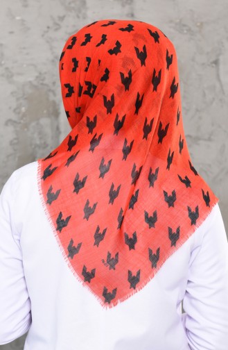 Patterned Flamed Scarf 901466-18 Coral Red 901466-18