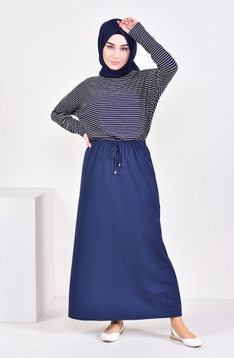 Plated Waist Skirt 1001A-04 Navy 1001A-04