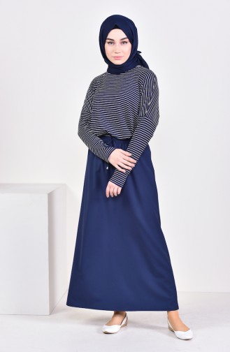 Plated Waist Skirt 1001A-04 Navy 1001A-04